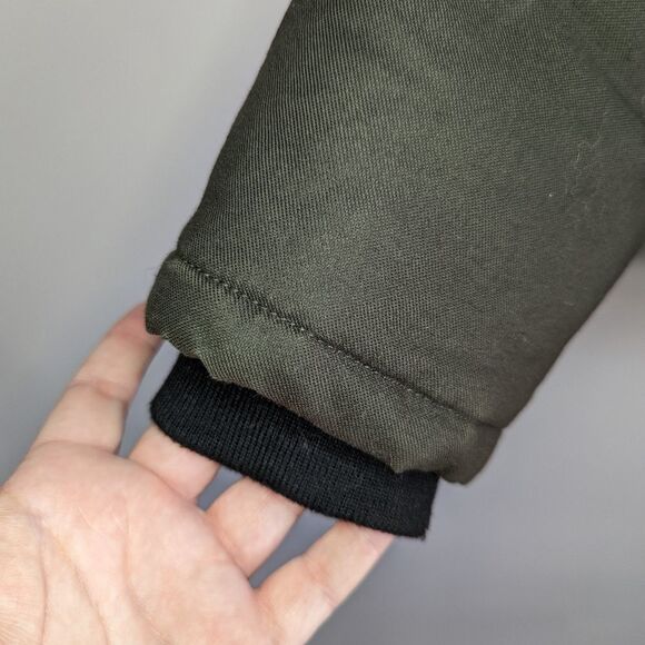 Topshop Green & Black Faux Fur Collar Oversized Zipper Front Bomber Jacket Sz 4 - Picture 7 of 14